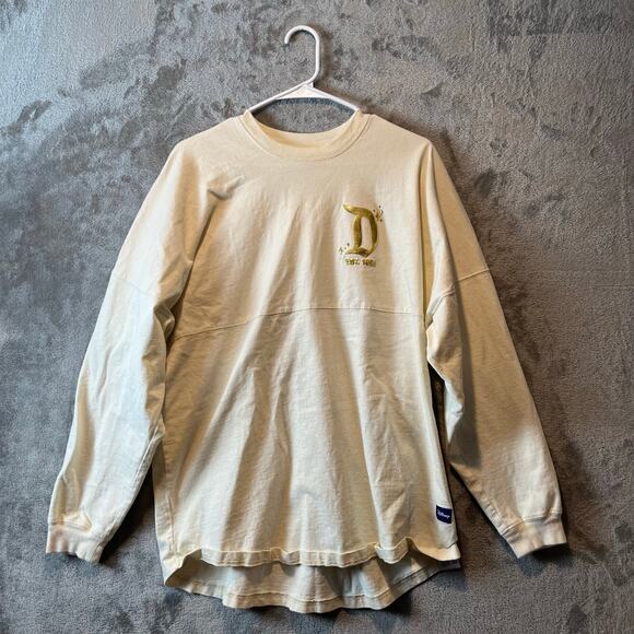 Disneyland Resort Spirit Jersey Sz Large Cream Gold Castle Pixie Glitter Disney - Picture 1 of 6